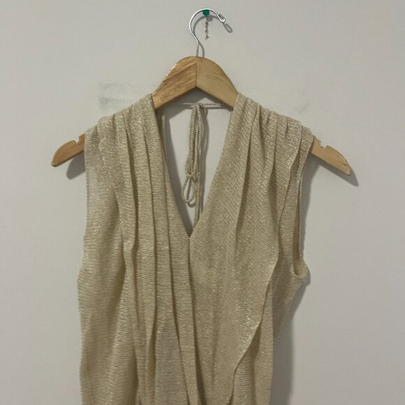 Alice + Olivia Gold Sparkle Knit Tank Blouse Size XS - Picture 3 of 8